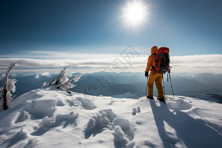 攀登的雪山背景图片