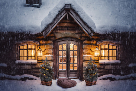 圣诞的小屋背景图片