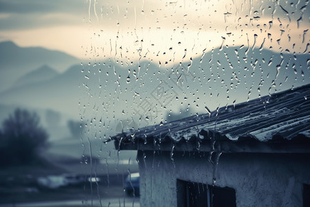 下雨天的屋子背景图片