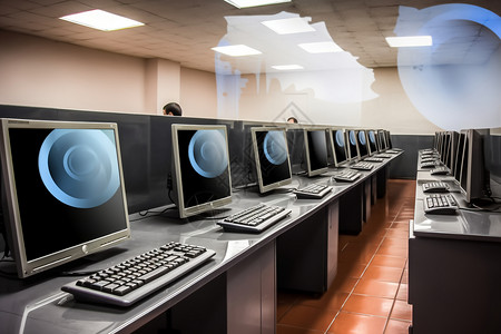 整洁的计算机教室背景图片
