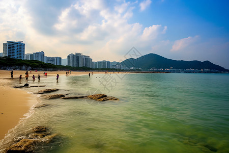 闸口海滩自然风光背景