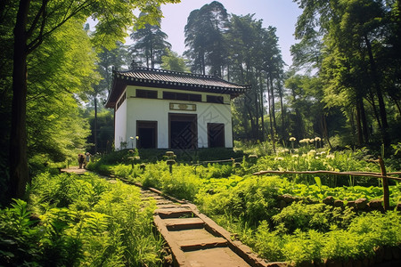 灌木丛的房屋背景图片