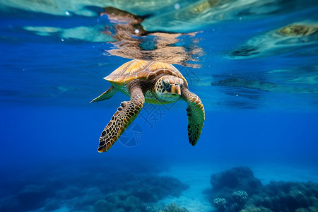 海底栖息的海龟图片