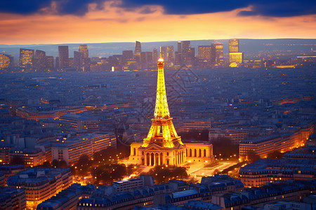 巴黎天际线巴黎的夜景背景