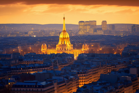 巴黎天际线巴黎的城市建筑背景
