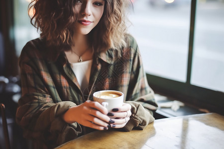 喝咖啡的女子高清图片