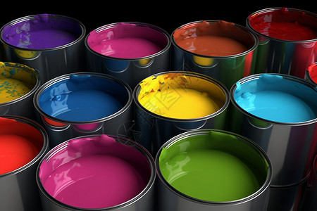 涂料桶彩色的油漆桶背景