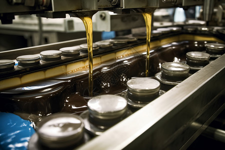 蜂蜜生产素材润滑油制造流水线背景