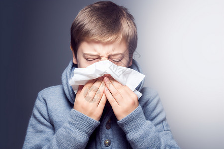 流感男孩生病感冒的男孩背景