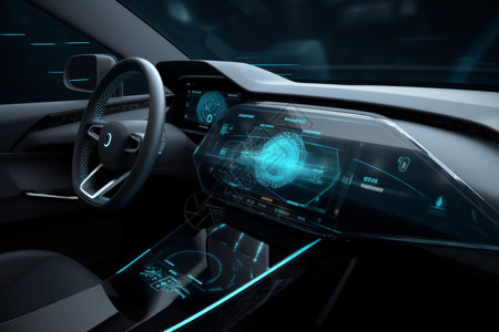 车后座位电动汽车仪表板触摸屏的侧面设计图片