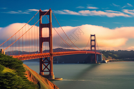 旧金山城市著名的桥梁建筑背景