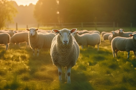 阳光牧场的绵羊图片