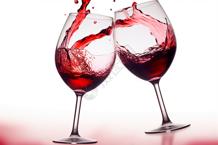 玻璃酒杯中的红酒背景图片