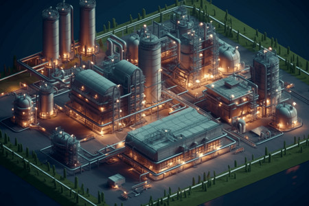 工厂绿化四周有绿化的生物精炼厂设计图片
