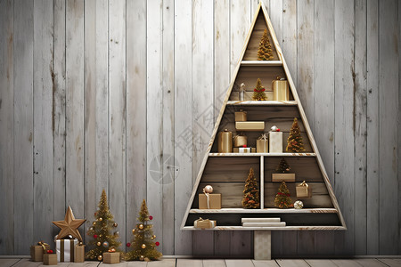 设计的圣诞树书架背景图片