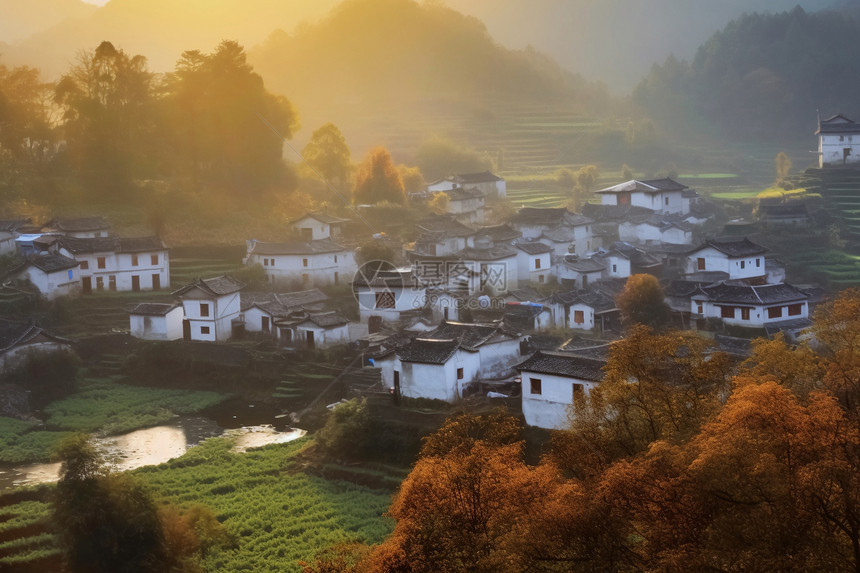 农村的村庄建筑物图片