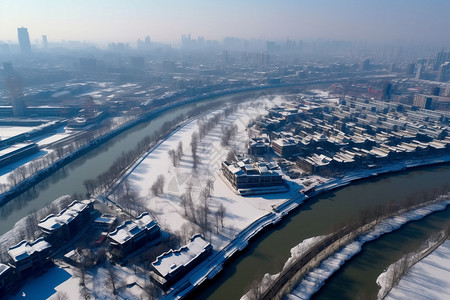 冬天冰雪覆盖的城市图片