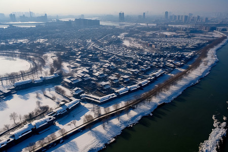 冬季的城市建筑图片