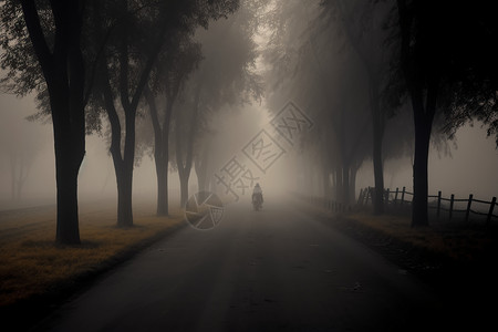 雾霾天空下骑车人的背景