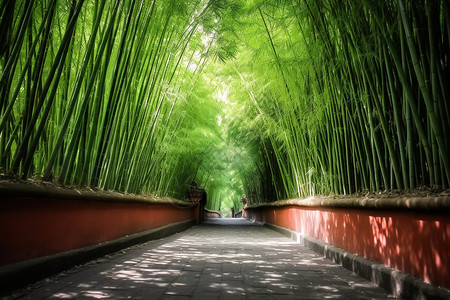 公园里的竹林景色图片