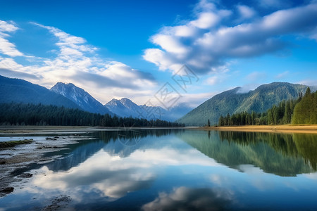 水面湖泊倒影背景图片