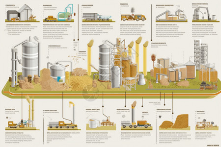 能源材料生物各个阶段的图表插画