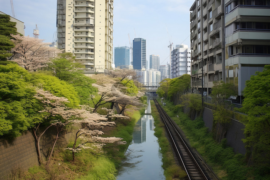 城市住宅中心的景色图片