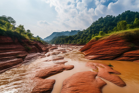 红石峡谷美丽的红石自然风光背景