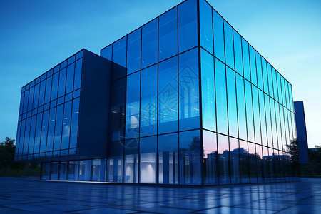 科技未来的玻璃办公楼高清图片