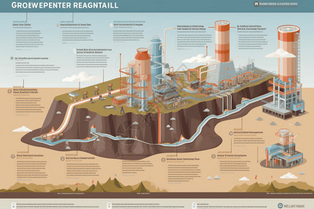 工业地图素材地热发电过程插画