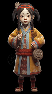 贵州少数民族纳西族服饰的女孩设计图片