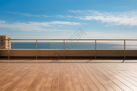 栏杆大海阳台安装的木制地板设计图片