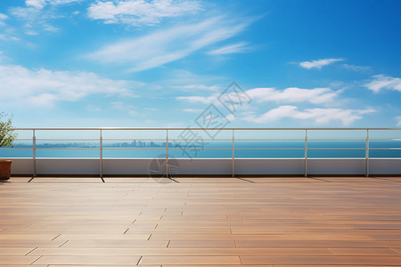 栏杆大海公寓阳台安装的地板设计图片