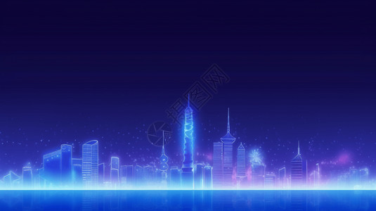 蓝紫色城市背景图片