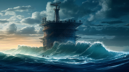 波浪切割平台巨大海洋的能源平台设计图片