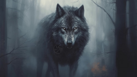 森林里一只凶猛的狼图片
