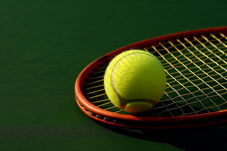 球拍上的网球背景图片
