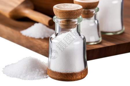 矿物盐玻璃瓶中的盐背景