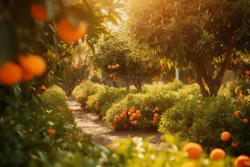 花园里的成熟的橙子图片