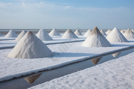 雪厂盐厂中的海盐堆背景