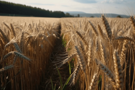 禾本科在农田中成长的小麦背景