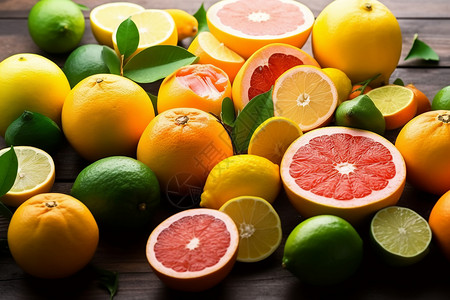 新鲜的柑橘类水果高清图片