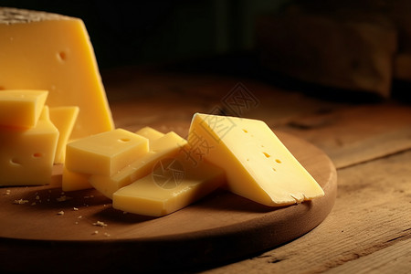 木桌上的奶酪图片