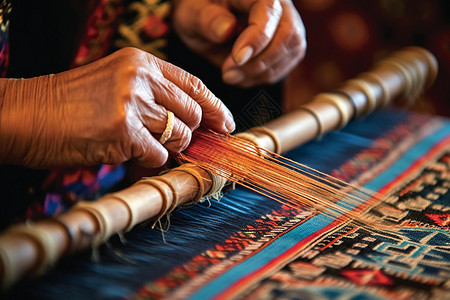 织布工在织布图片