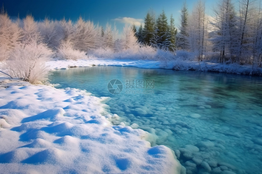 冬季的湖面图片