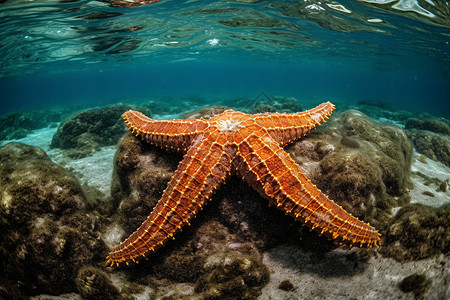 水底生物庞大的海星背景