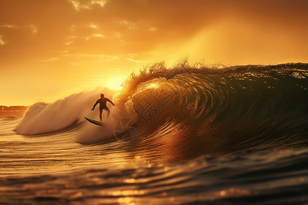 日落时冲浪背景图片