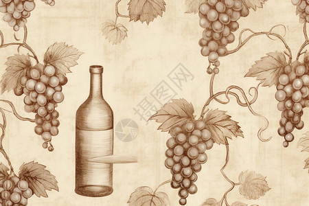 酒瓶和葡萄图片