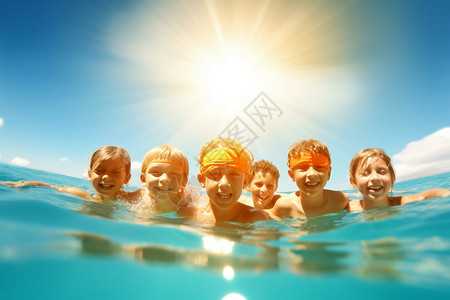 孩子们在游泳背景图片