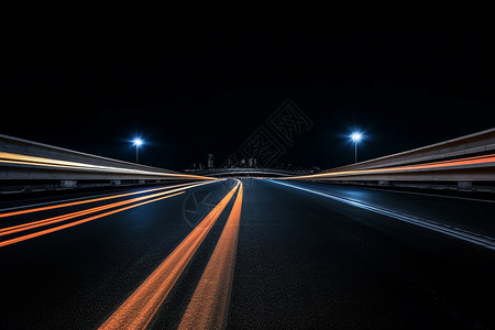 三车道夜间夜晚的路口背景